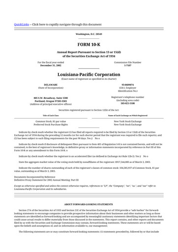 Thumbnail Louisiana-Pacific
 10-K Annual Report 
