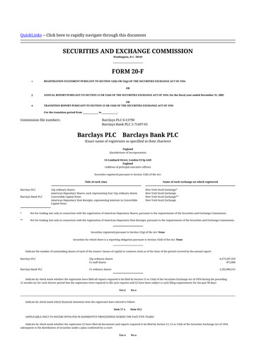 Vorschaubild Barclays 20-F Jahresbericht 