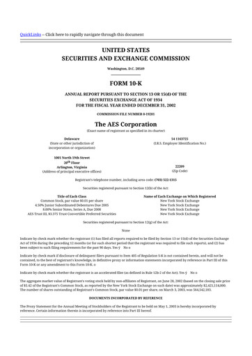 Thumbnail AES 10-K Annual Report 