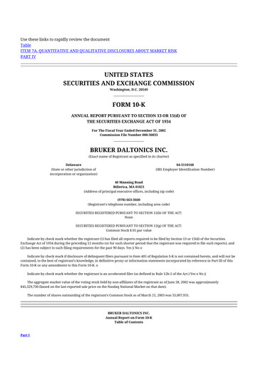 Thumbnail Bruker 10-K Annual Report 