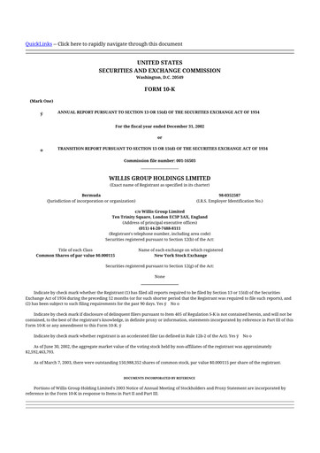 Thumbnail Willis Towers Watson  10-K Annual Report 