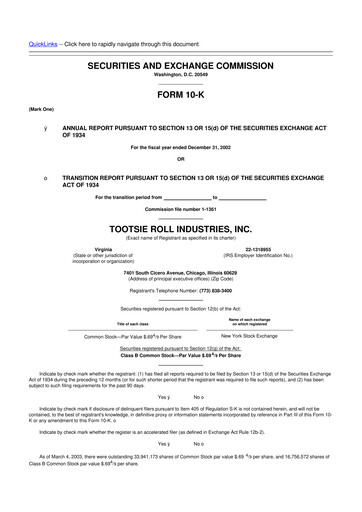 Thumbnail Tootsie Roll Industries
 10-K Annual Report 