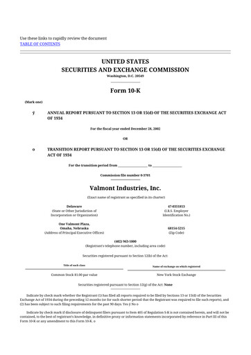 Thumbnail Valmont Industries
 10-K Annual Report 