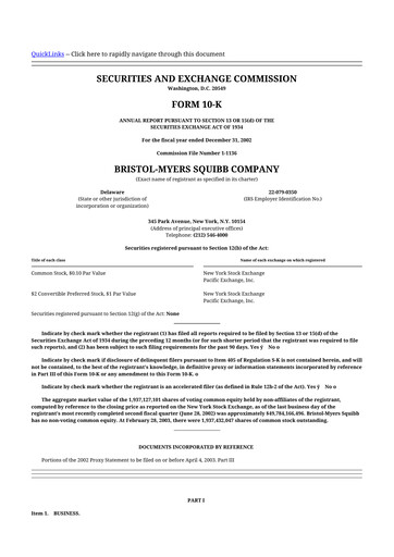 Thumbnail Bristol-Myers Squibb 10-K Annual Report 