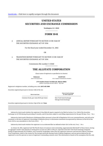 Thumbnail Allstate 10-K Annual Report 