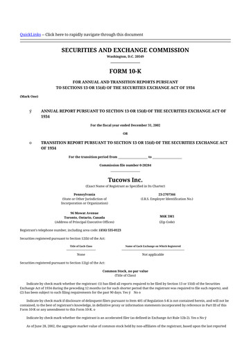 Thumbnail Tucows 10-K Annual Report 