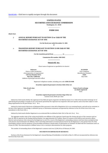 Thumbnail Omnicell
 10-K Annual Report 