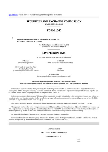 Thumbnail LivePerson 10-K Annual Report 