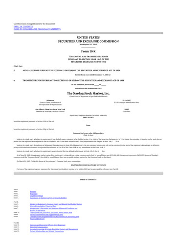 Thumbnail Nasdaq 10-K Annual Report 