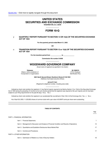 Thumbnail Woodward 10-Q Quarterly Report FY 