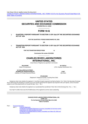 Vorschaubild Charles River Laboratories
 10-Q Quartalsbericht  