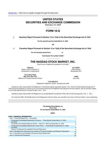 Thumbnail Nasdaq 10-Q Quarterly Report FY 