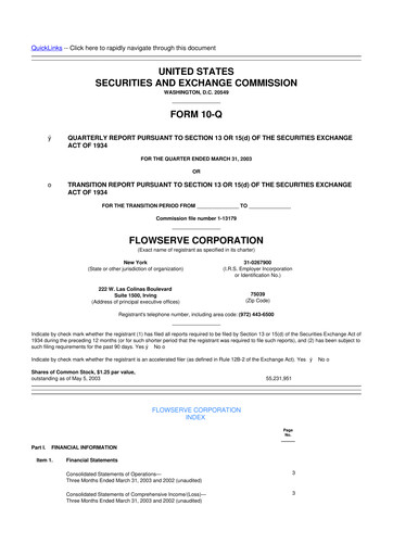 Thumbnail Flowserve
 10-Q Quarterly Report FY 