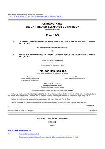 Thumbnail TTEC 10-Q Quarterly Report FY 