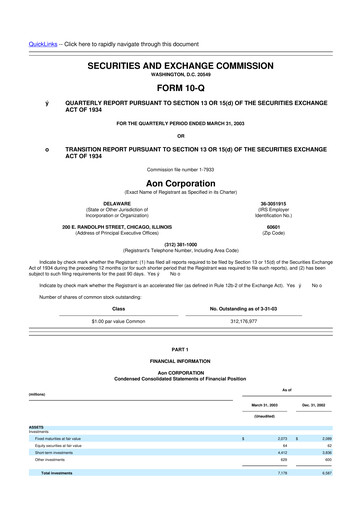 Thumbnail Aon 10-Q Quarterly Report FY 