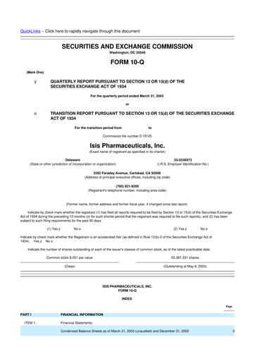 Thumbnail Ionis Pharmaceuticals
 10-Q Quarterly Report FY 