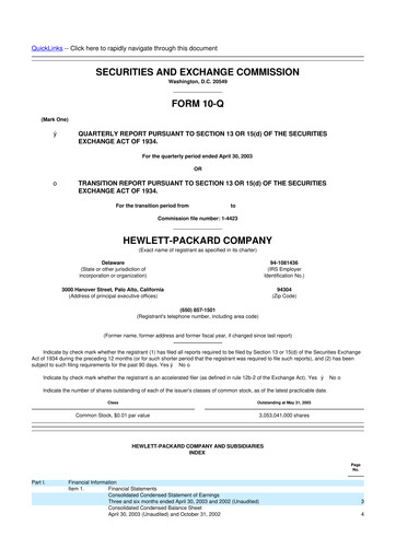 Thumbnail HP 10-Q Quarterly Report FY 