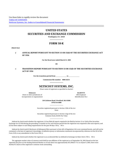 Thumbnail NETSCOUT 10-K Annual Report 