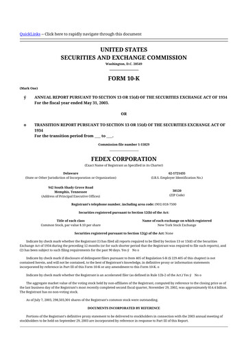 Thumbnail FedEx 10-K Annual Report 