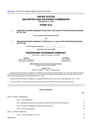 Thumbnail Woodward 10-Q Quarterly Report FY 