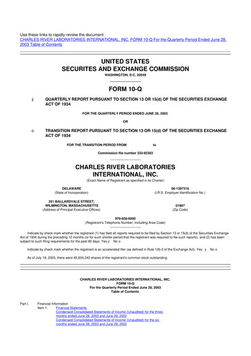 Vorschaubild Charles River Laboratories
 10-Q Quartalsbericht  