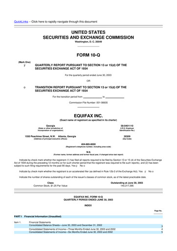 Vorschaubild Equifax 10-Q Quartalsbericht  