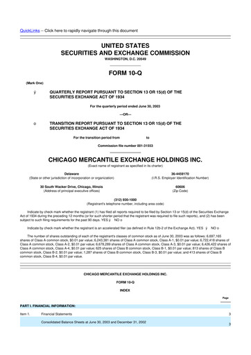 Thumbnail CME Group 10-Q Quarterly Report FY 