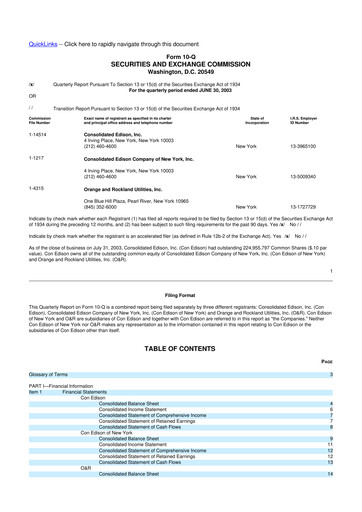 Thumbnail Consolidated Edison 10-Q Quarterly Report FY 