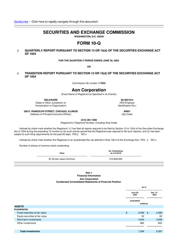 Thumbnail Aon 10-Q Quarterly Report FY 