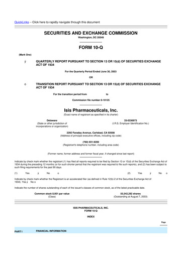 Thumbnail Ionis Pharmaceuticals
 10-Q Quarterly Report FY 