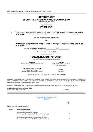 Thumbnail Flowserve
 10-Q Quarterly Report FY 