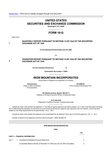 Thumbnail Iron Mountain 10-Q Quarterly Report FY 