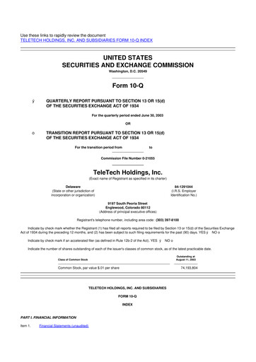 Thumbnail TTEC 10-Q Quarterly Report FY 