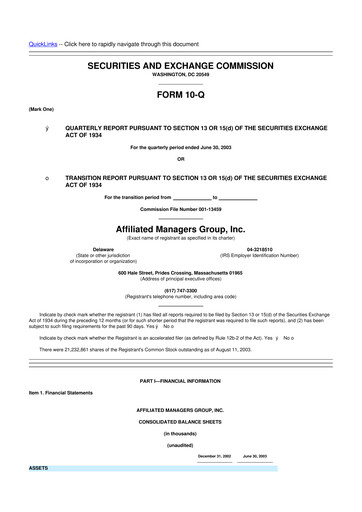 Thumbnail Affiliated Managers Group 10-Q Quarterly Report FY 