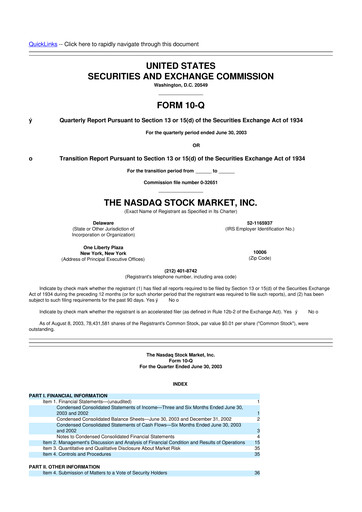 Thumbnail Nasdaq 10-Q Quarterly Report FY 