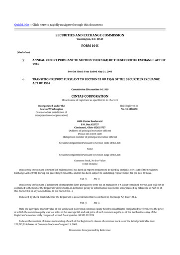 Thumbnail Cintas 10-K Annual Report 