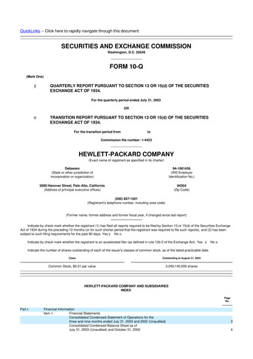 Thumbnail HP 10-Q Quarterly Report FY 