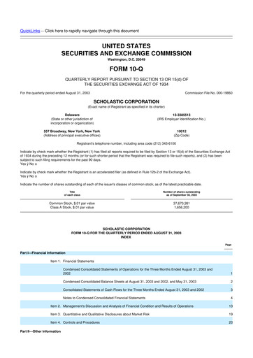 Thumbnail Scholastic 10-Q Quarterly Report FY 
