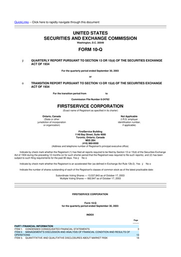 Thumbnail Colliers International 10-Q Quarterly Report FY 