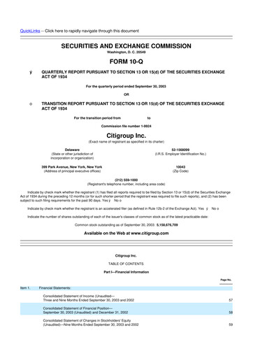 Thumbnail Citigroup 10-Q Quarterly Report FY 