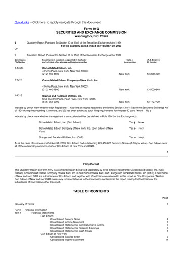 Thumbnail Consolidated Edison 10-Q Quarterly Report FY 