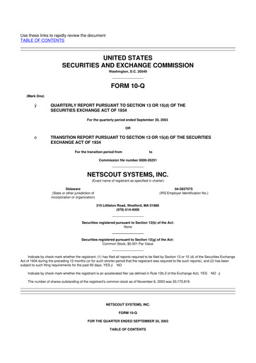 Thumbnail NETSCOUT 10-Q Quarterly Report FY 