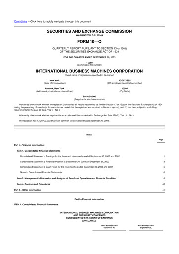 Thumbnail IBM 10-Q Quarterly Report FY 