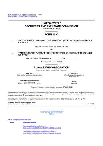 Thumbnail Flowserve
 10-Q Quarterly Report FY 