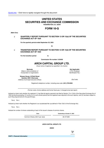 Vorschaubild Arch Capital 10-Q Quartalsbericht  