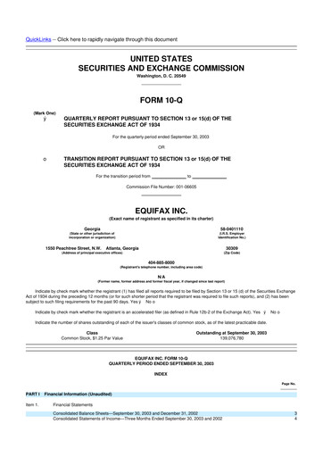 Vorschaubild Equifax 10-Q Quartalsbericht  