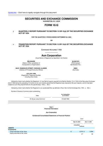 Thumbnail Aon 10-Q Quarterly Report FY 