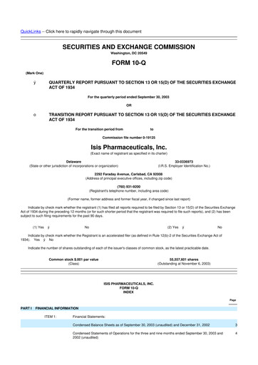 Thumbnail Ionis Pharmaceuticals
 10-Q Quarterly Report FY 