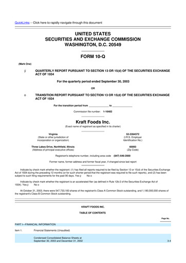 Thumbnail Mondelez International 10-Q Quarterly Report FY 