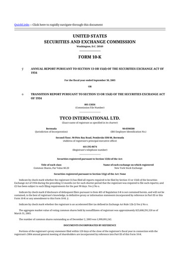 Thumbnail Johnson Controls
 10-K Annual Report 